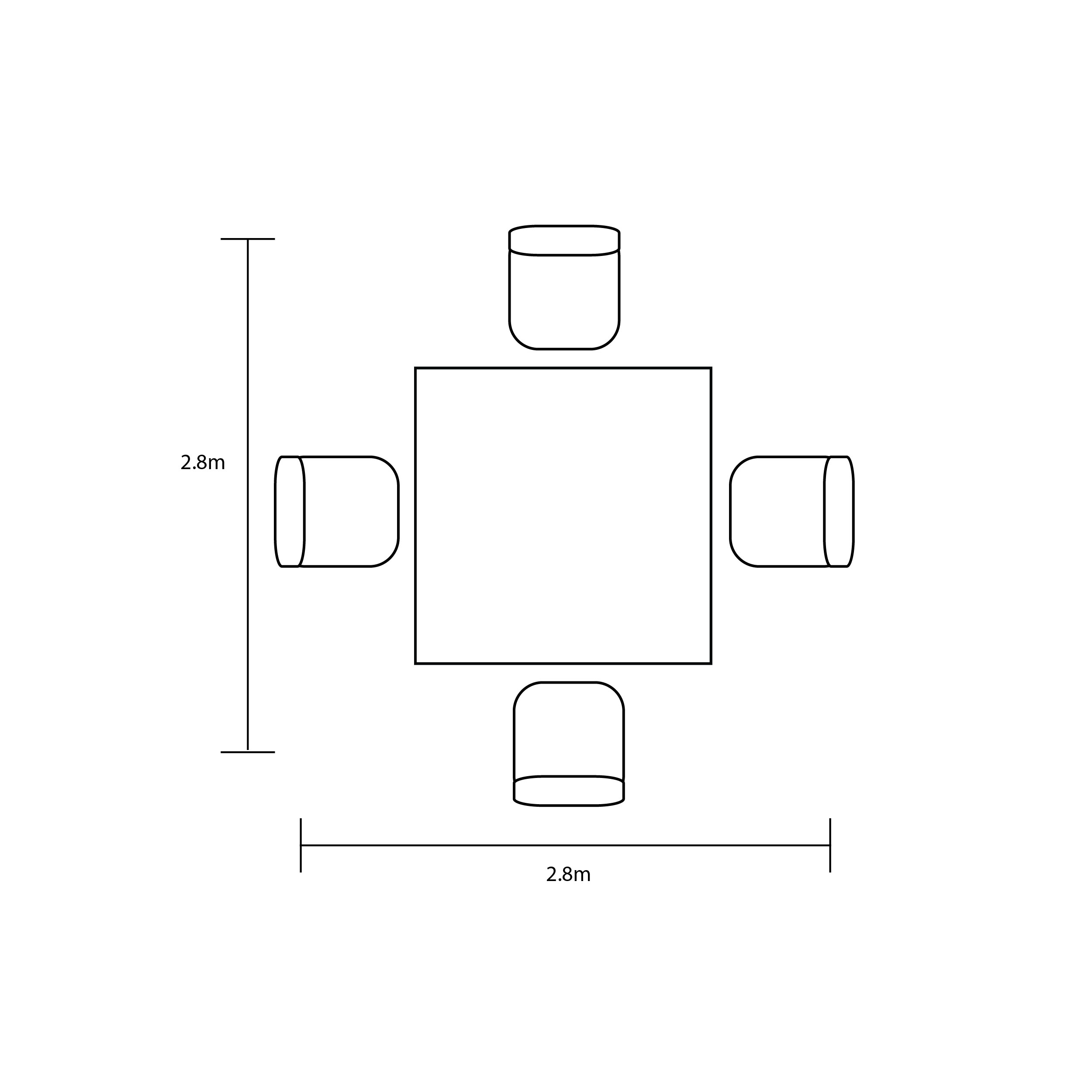Eden 4 Seat Dining Set footprint